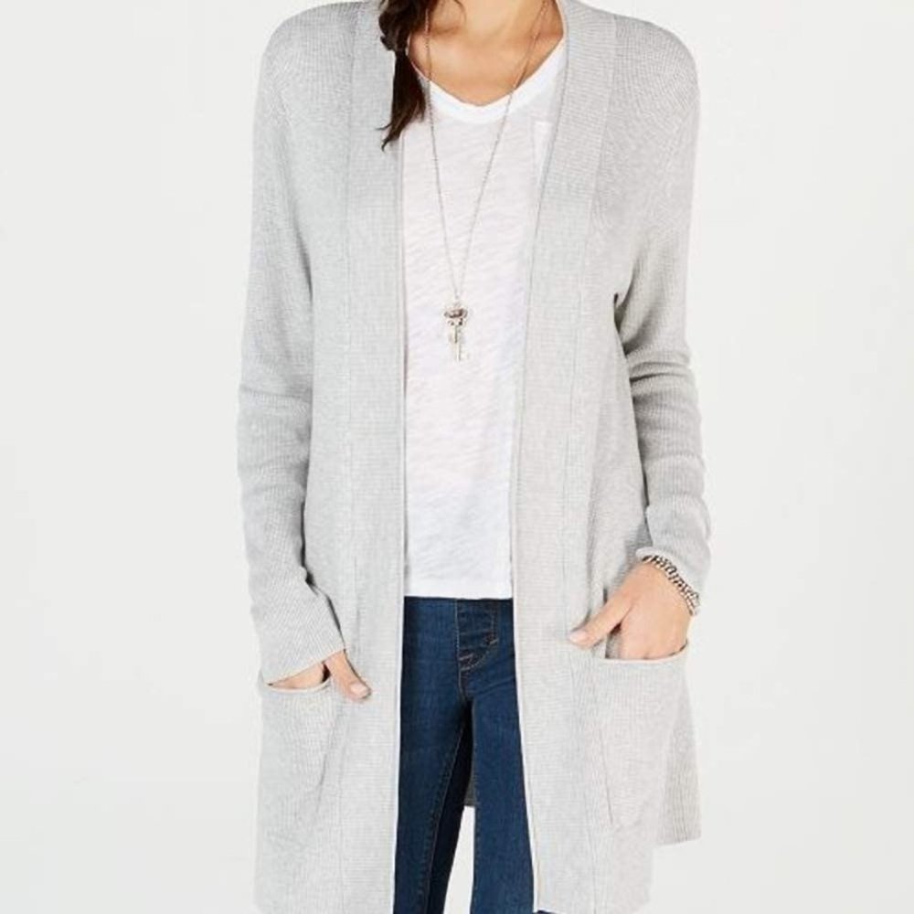 NWT Style & Co Petite Waffle Thermal Long Cardigan